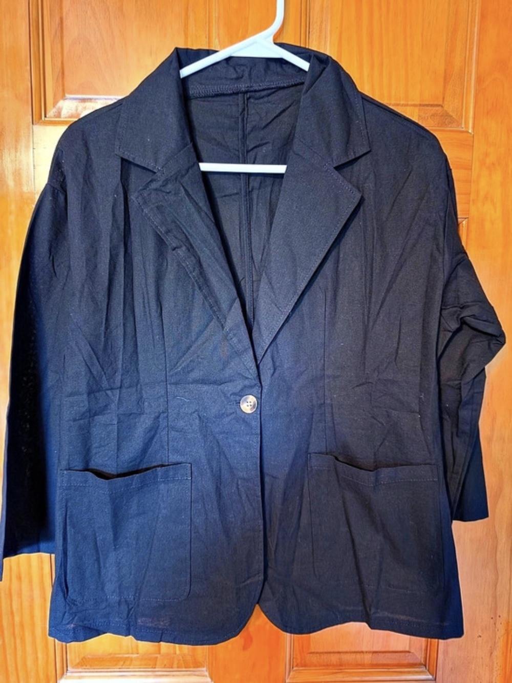Linen Cotton Blazer in Black Size Small
